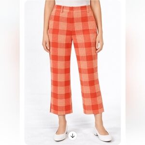 Maeve by Anthropologie Orange Plaid Cropped Pants Size 2